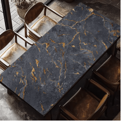 Прямокутна скатертина для кухні та їдальні на замовлення " Black marble with gold", 60*90 см